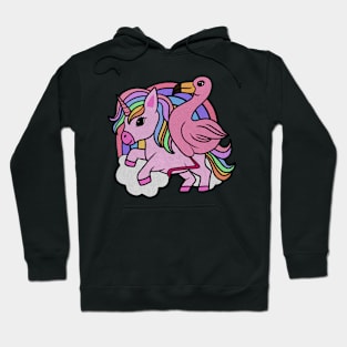 Flamingo Unicorn, Rainbow horse Hoodie